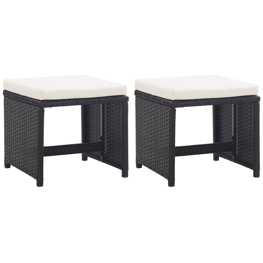 Garden Stools With Cushions 2 Pcs Poly Rattan