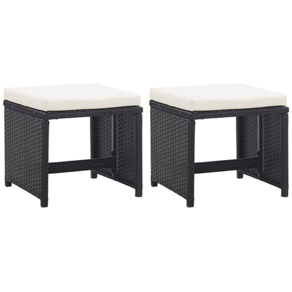 Garden Stools With Cushions 2 Pcs Poly Rattan