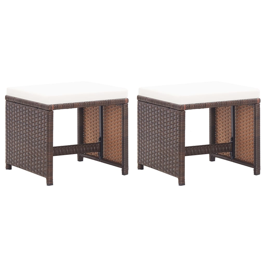 Garden Stools With Cushions 2 Pcs Poly Rattan