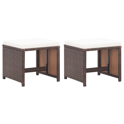 Garden Stools With Cushions 2 Pcs Poly Rattan