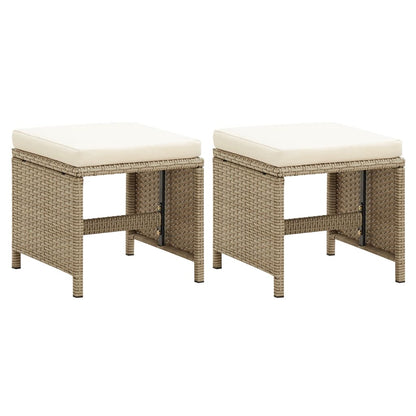 Garden Stools With Cushions 2 Pcs Poly Rattan