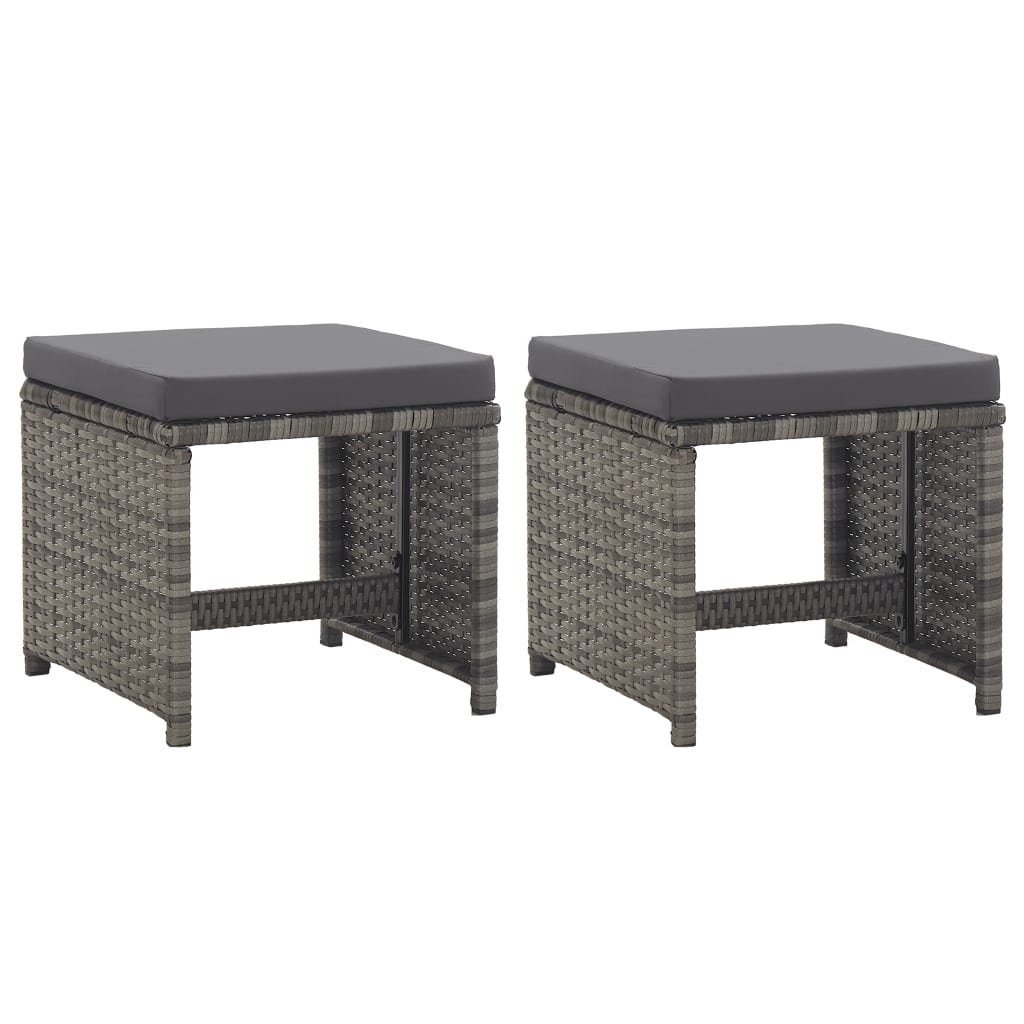 Garden Stools With Cushions 2 Pcs Poly Rattan
