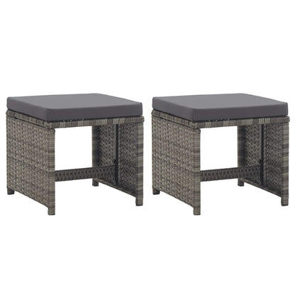 Garden Stools With Cushions 2 Pcs Poly Rattan