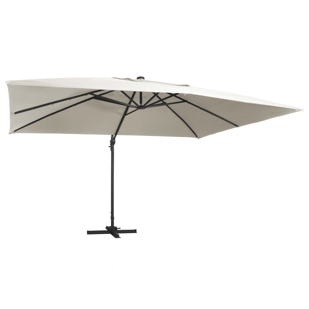 Cantilever Garden Parasol With Led Lights And Aluminium Pole 400X300 Cm