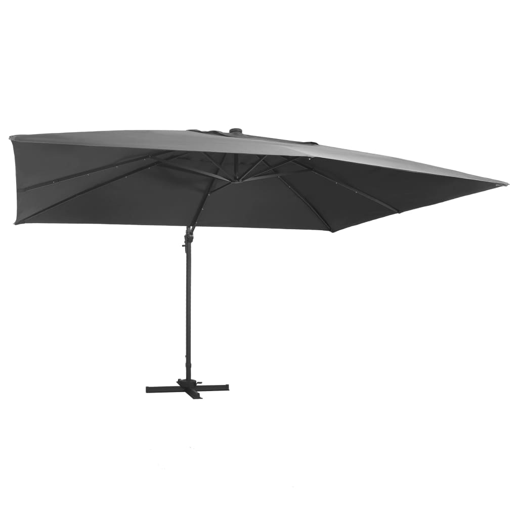 Cantilever Garden Parasol With Led Lights And Aluminium Pole 400X300 Cm