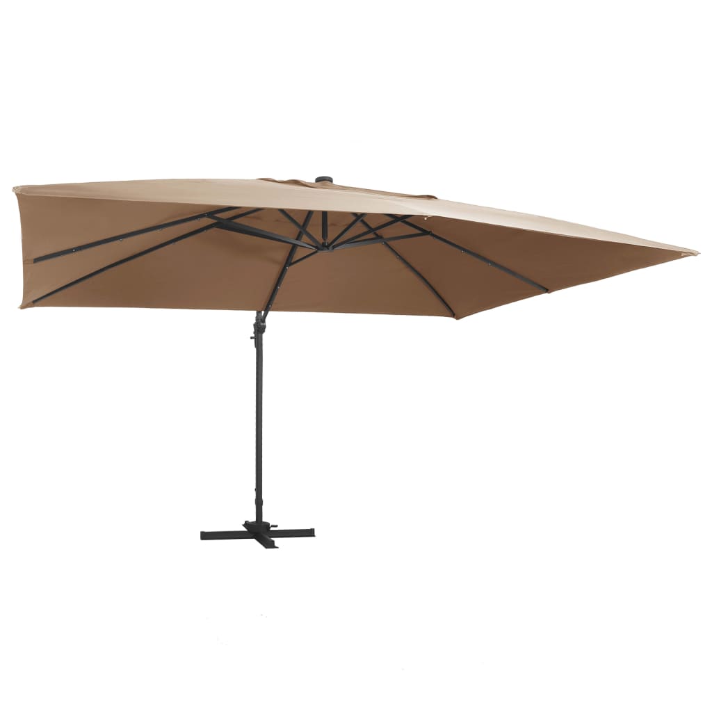 Cantilever Garden Parasol With Led Lights And Aluminium Pole 400X300 Cm