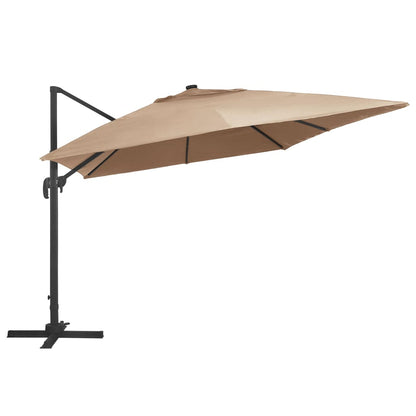 Cantilever Garden Parasol With Led Lights And Aluminium Pole 400X300 Cm