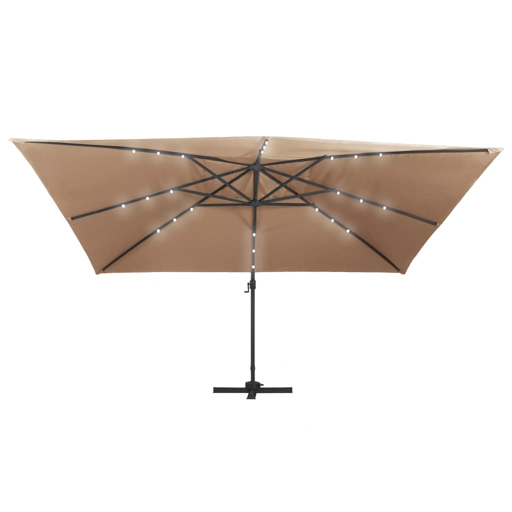 Cantilever Garden Parasol With Led Lights And Aluminium Pole 400X300 Cm