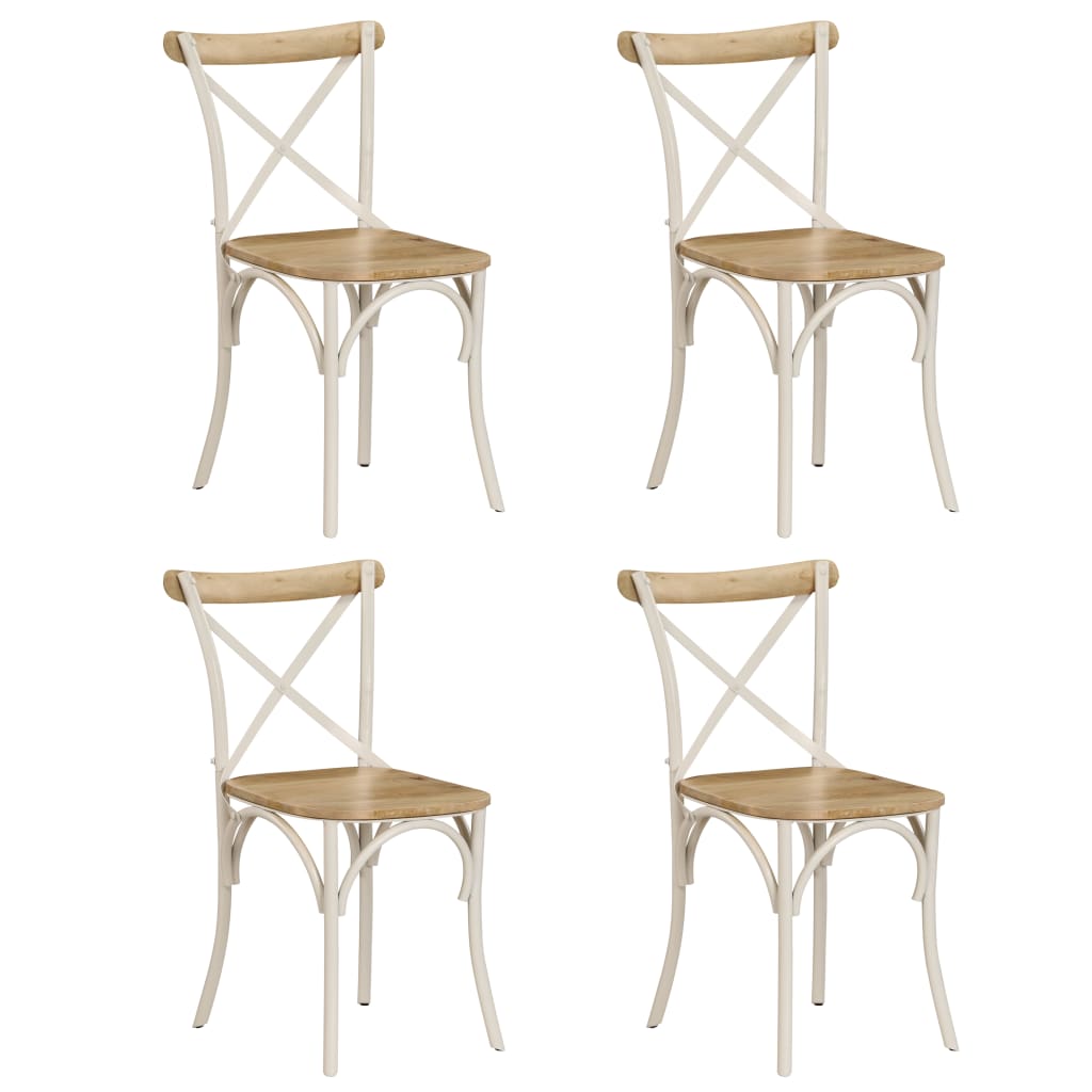 Cross Chairs 2 Pcs White Solid Mango Wood