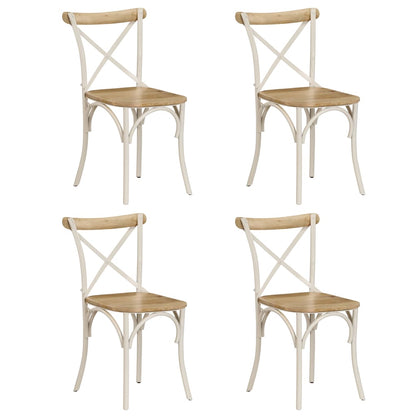 Cross Chairs 2 Pcs White Solid Mango Wood