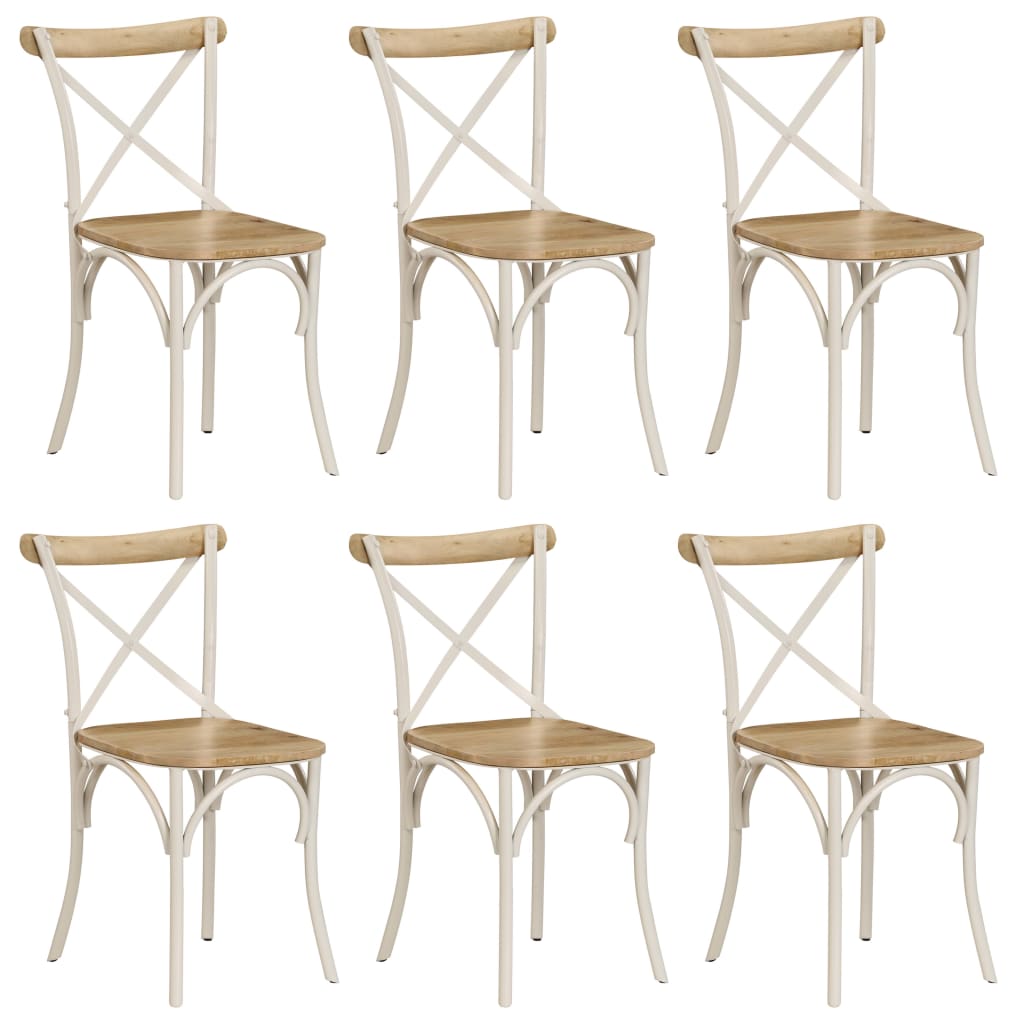 Cross Chairs 2 Pcs White Solid Mango Wood