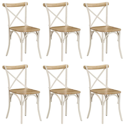 Cross Chairs 2 Pcs White Solid Mango Wood