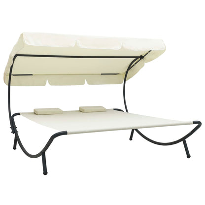 Outdoor Lounge Bed With Canopy And Pillows