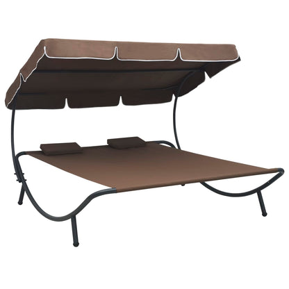 Outdoor Lounge Bed With Canopy And Pillows