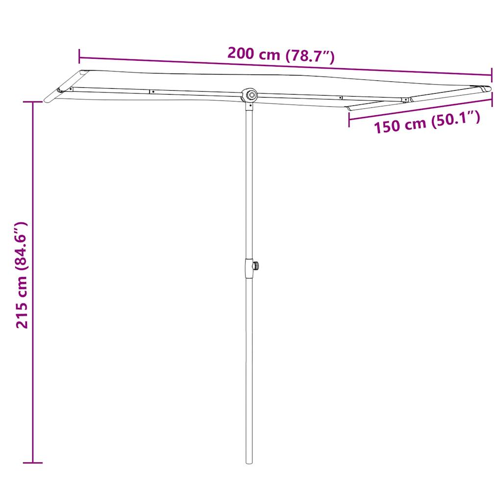 Garden Parasol With Aluminium Pole 2X1.5 M