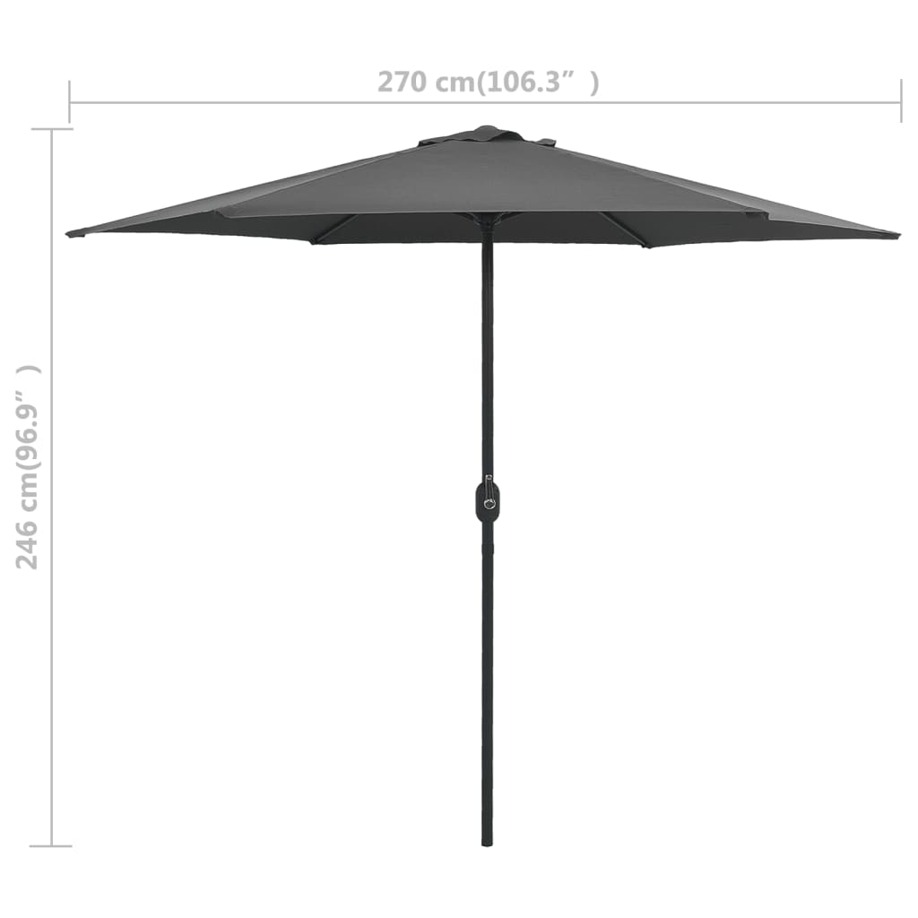 Garden Parasol With Aluminium Pole 270X246 Cm