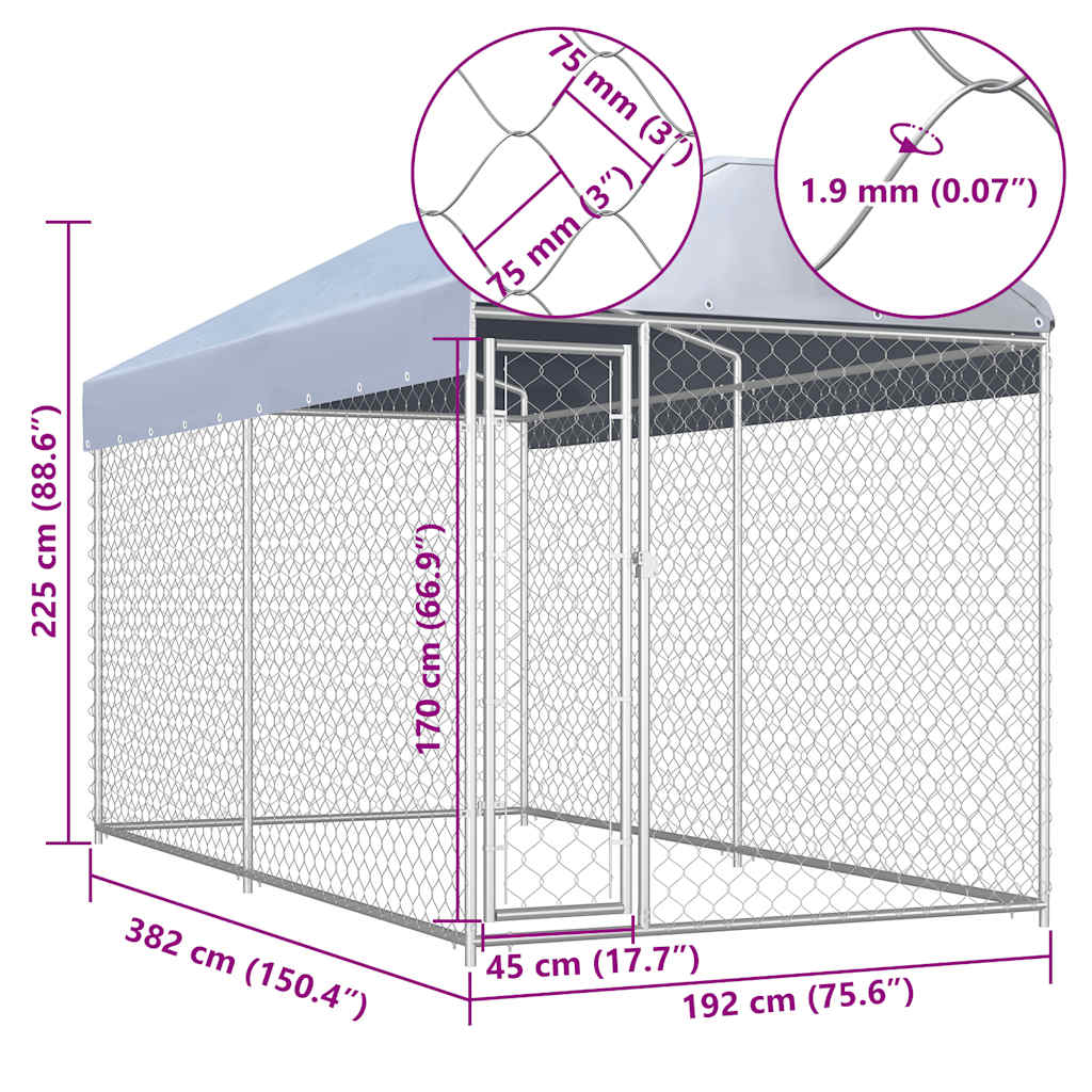 Outdoor Dog Kennel With Canopy Top