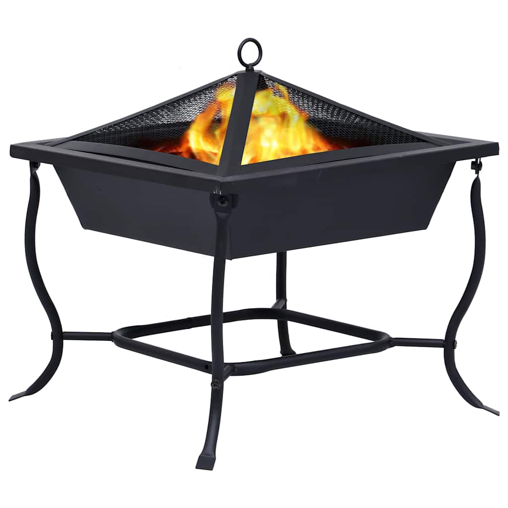 Fire Pit Black 42X42X45 Cm Steel