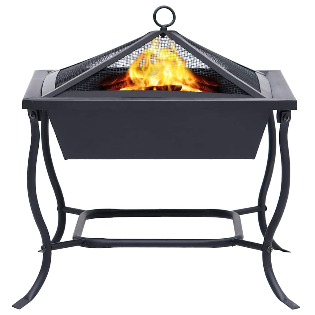 Fire Pit Black 42X42X45 Cm Steel