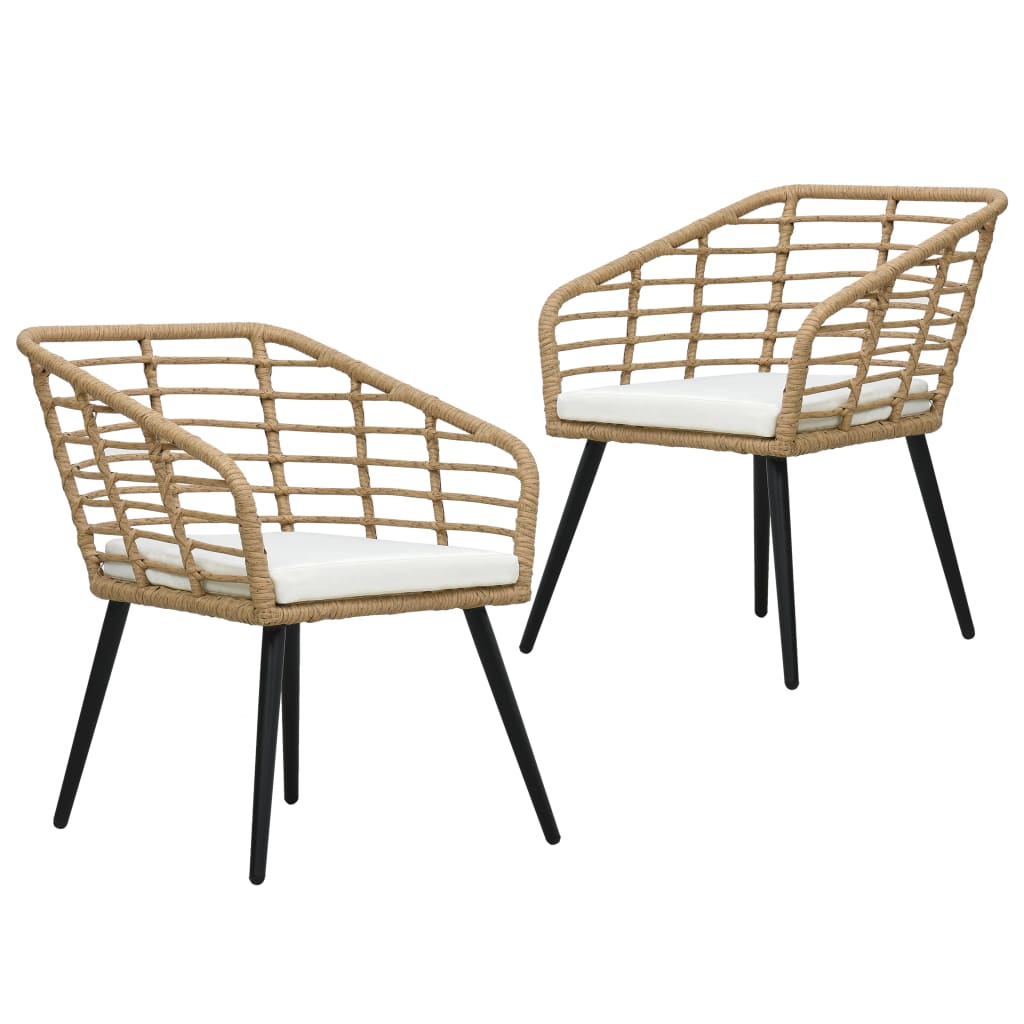 Garden Chairs With Cushions 2 Pcs Poly Rattan
