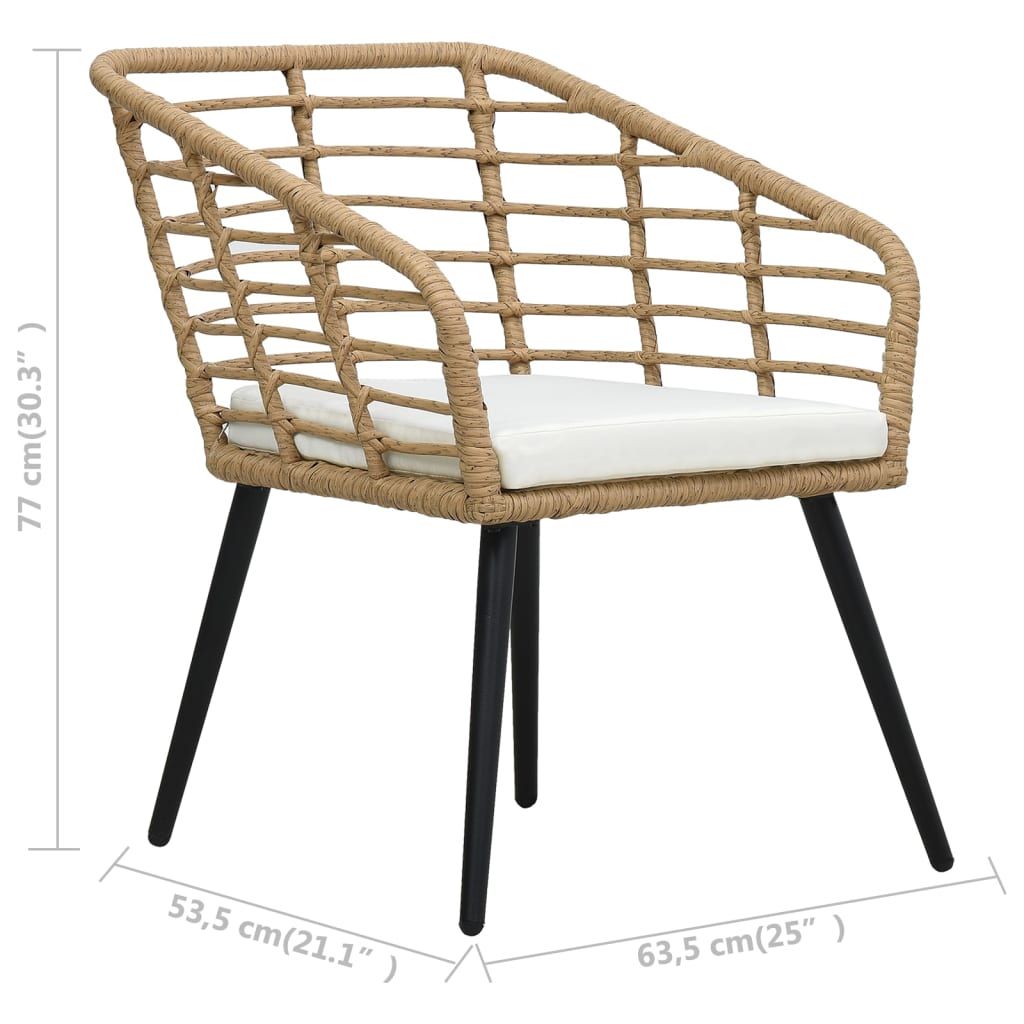 Garden Chairs With Cushions 2 Pcs Poly Rattan