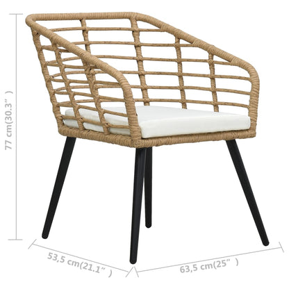 Garden Chairs With Cushions 2 Pcs Poly Rattan