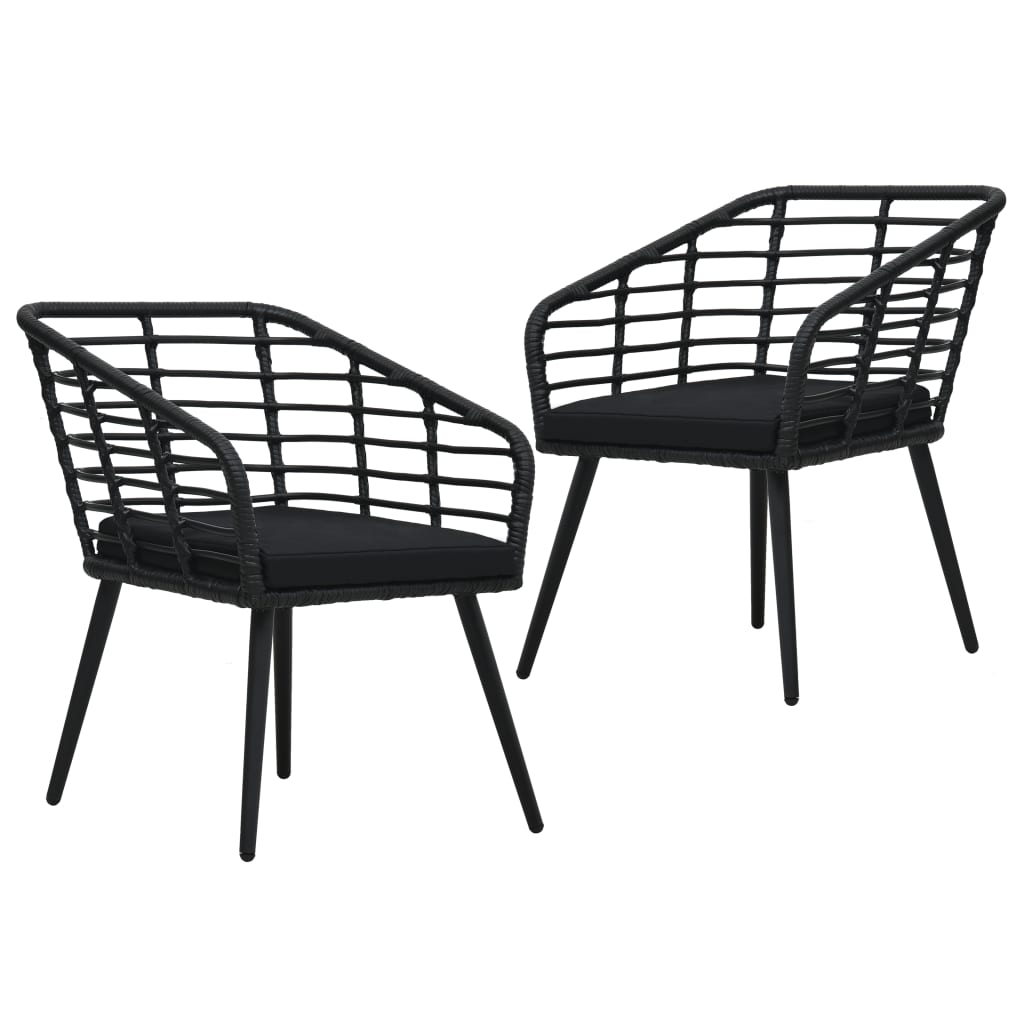 Garden Chairs With Cushions 2 Pcs Poly Rattan