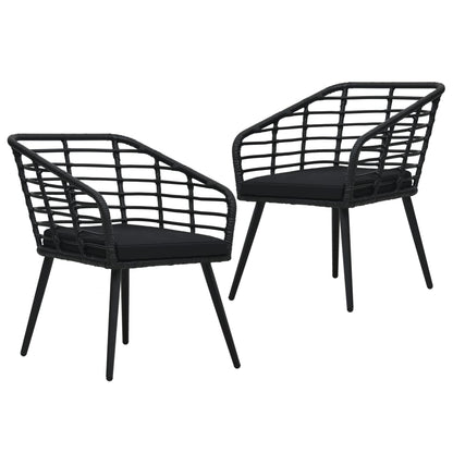 Garden Chairs With Cushions 2 Pcs Poly Rattan