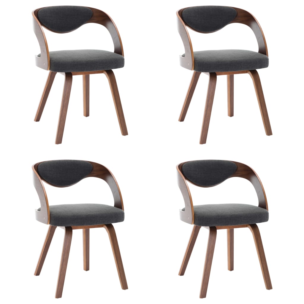 Dining Chairs 4 Pcs Dark Grey Bent Wood And Fabric