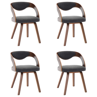 Dining Chairs 4 Pcs Dark Grey Bent Wood And Fabric