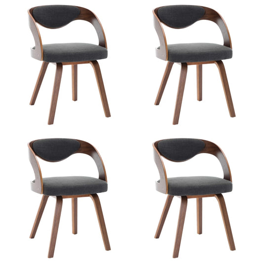Dining Chairs 4 Pcs Dark Grey Bent Wood And Fabric