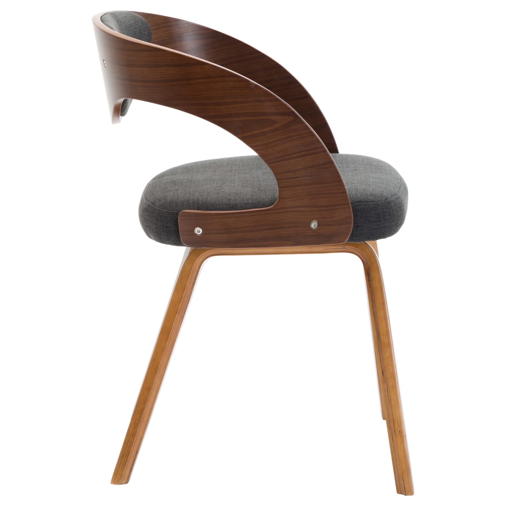 Dining Chairs 4 Pcs Dark Grey Bent Wood And Fabric