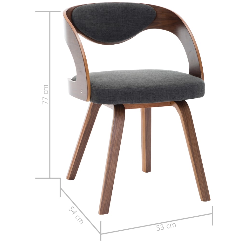 Dining Chairs 4 Pcs Dark Grey Bent Wood And Fabric