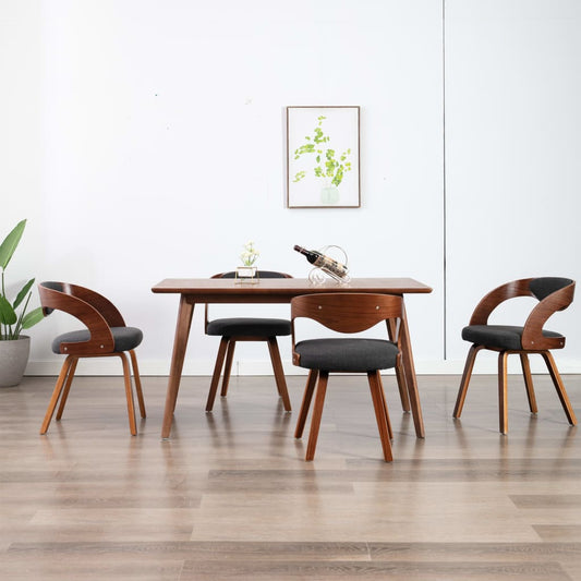 Dining Chairs 4 Pcs Dark Grey Bent Wood And Fabric