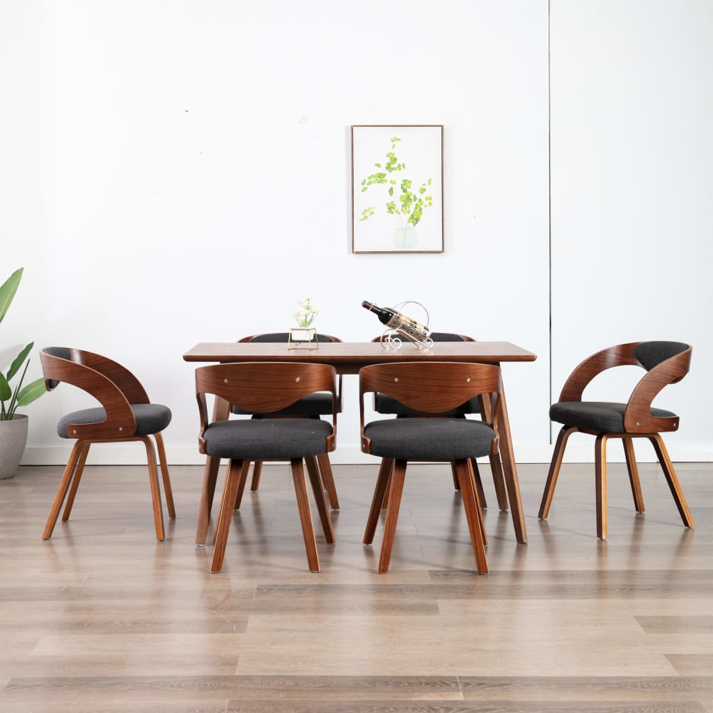 Dining Chairs 4 Pcs Dark Grey Bent Wood And Fabric