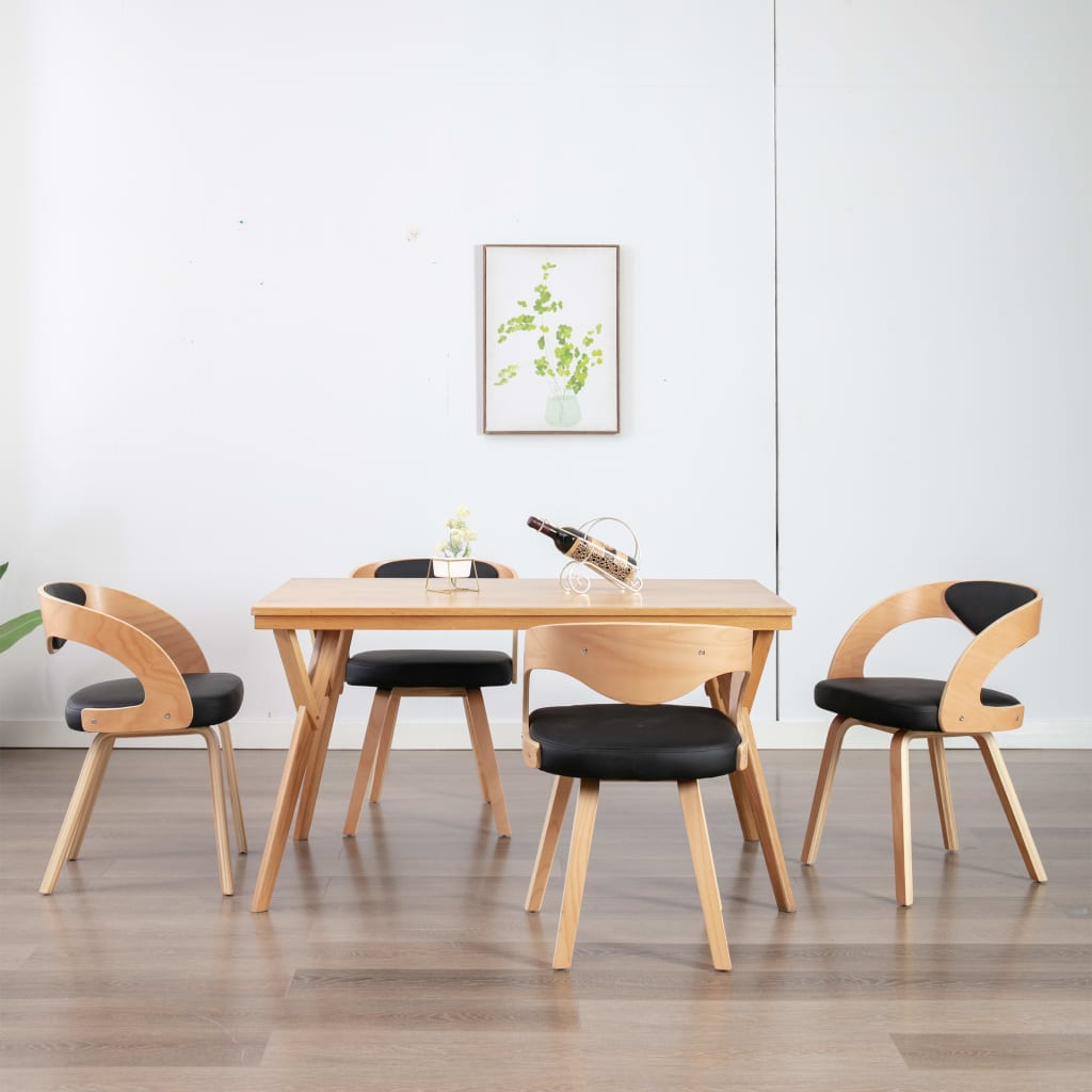 Dining Chairs 4 Pcs Dark Grey Bent Wood And Fabric