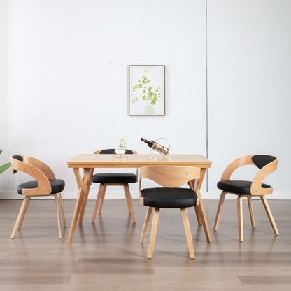 Dining Chairs 4 Pcs Dark Grey Bent Wood And Fabric
