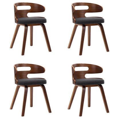 Dining Chairs 4 Pcs Dark Grey Bent Wood And Fabric