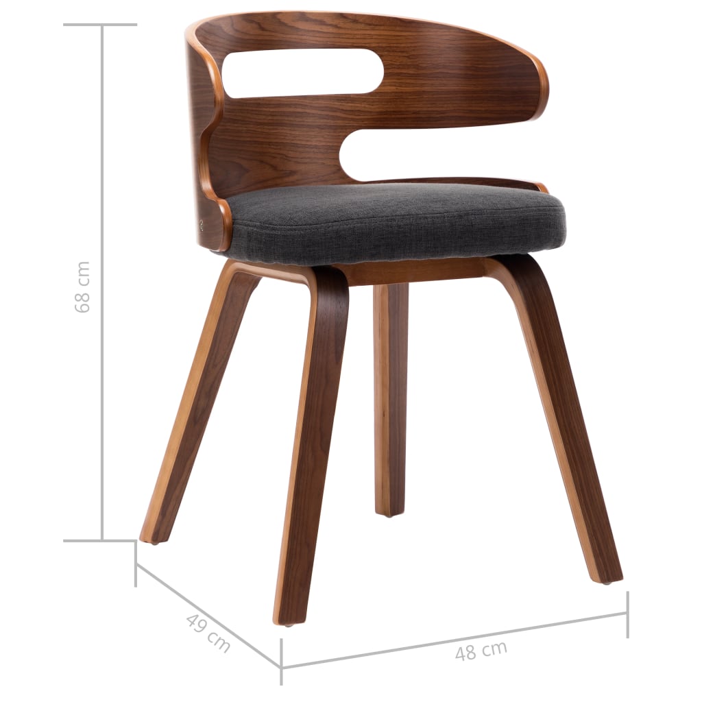 Dining Chairs 4 Pcs Dark Grey Bent Wood And Fabric