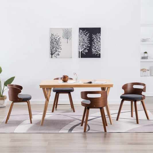 Dining Chairs 4 Pcs Dark Grey Bent Wood And Fabric