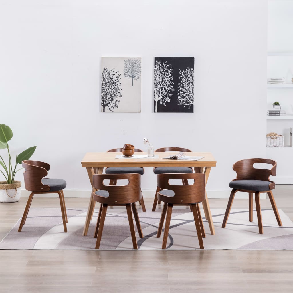 Dining Chairs 4 Pcs Dark Grey Bent Wood And Fabric