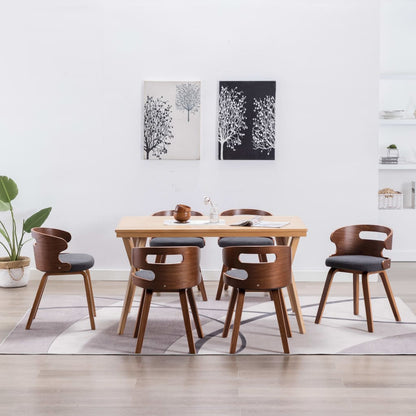 Dining Chairs 4 Pcs Dark Grey Bent Wood And Fabric