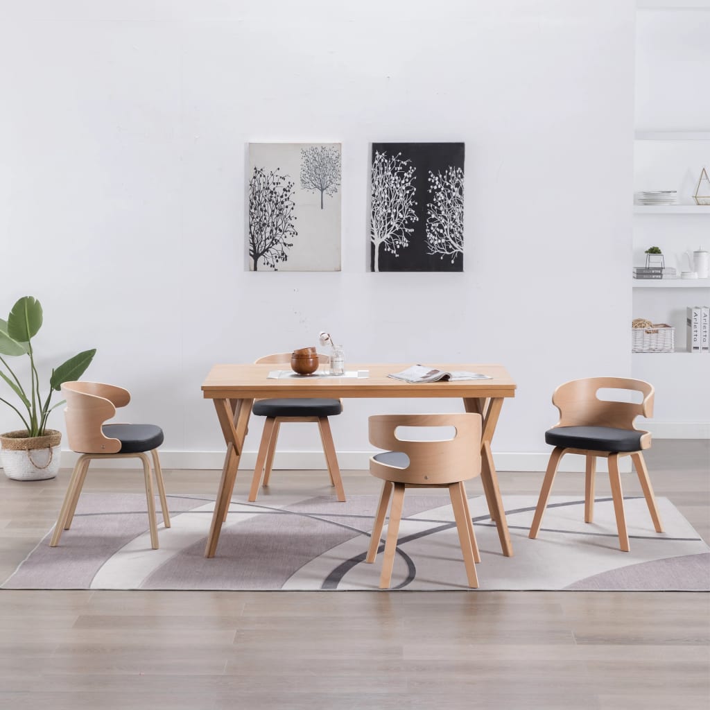 Dining Chairs 4 Pcs Dark Grey Bent Wood And Fabric