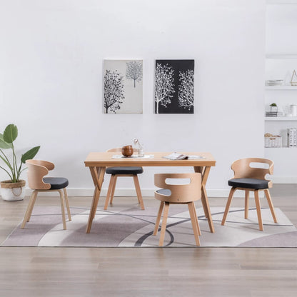 Dining Chairs 4 Pcs Dark Grey Bent Wood And Fabric