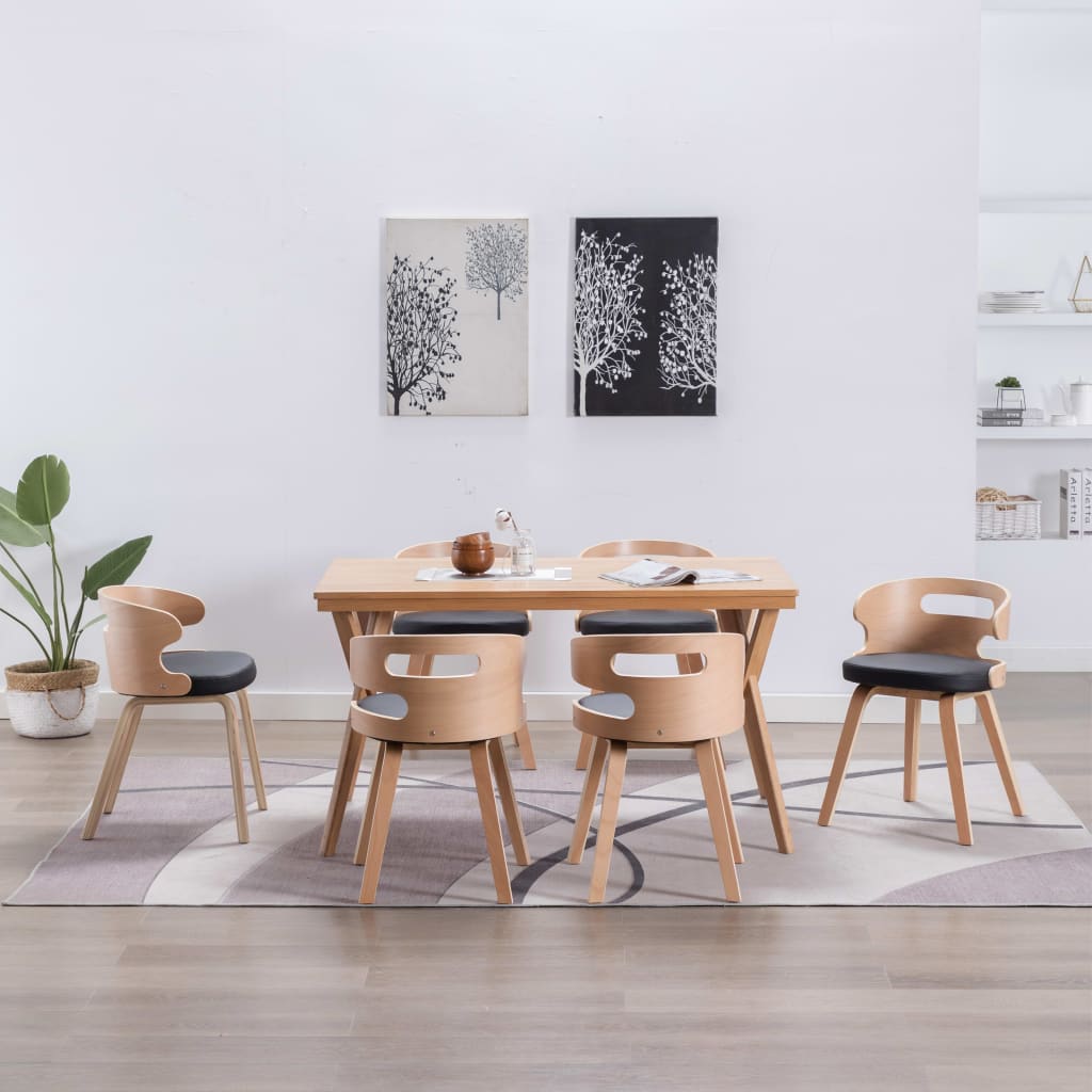 Dining Chairs 4 Pcs Dark Grey Bent Wood And Fabric