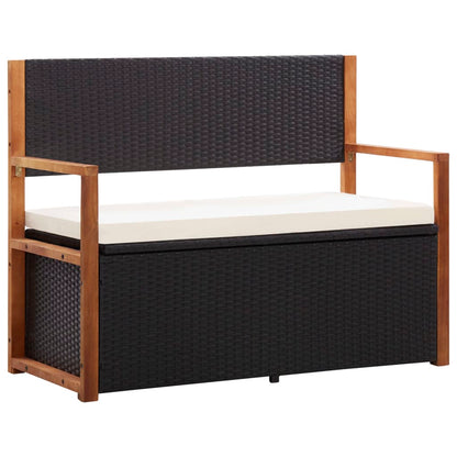 Storage Bench 115 Cm Poly Rattan And Solid Acacia Wood