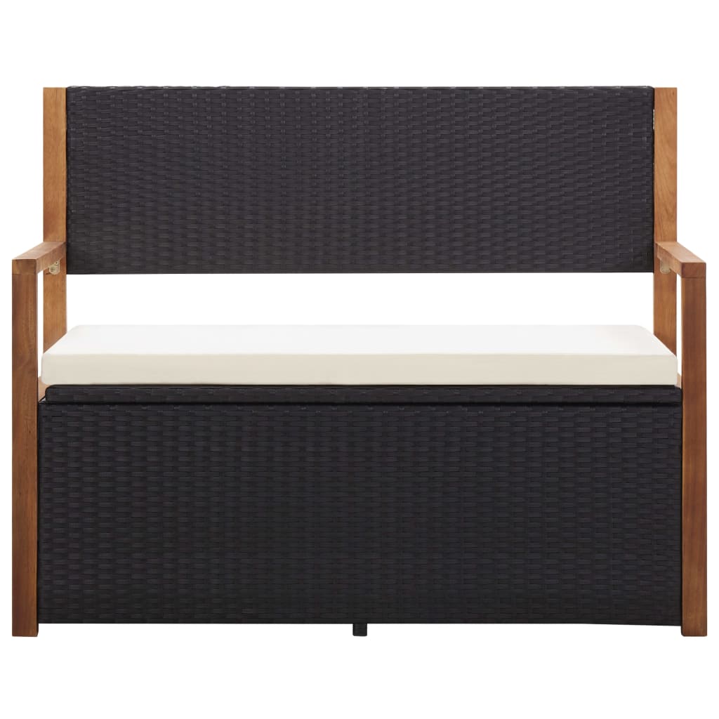 Storage Bench 115 Cm Poly Rattan And Solid Acacia Wood