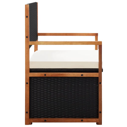 Storage Bench 115 Cm Poly Rattan And Solid Acacia Wood