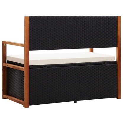 Storage Bench 115 Cm Poly Rattan And Solid Acacia Wood