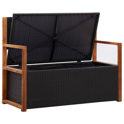 Storage Bench 115 Cm Poly Rattan And Solid Acacia Wood
